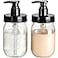 Amolliar Plastic Mason Jar Soap Dispenser with Pump Lid16OZ Refillable BPAFree Hand Soap Dispenser Set with Cute Lables Farmhouse Decor for KitchenBathroomLiquid SoapDish Soap Lotion 2 Pack