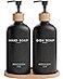 Brighter Barns Black Glass Hand and Dish Soap Dispenser Set by Kitchen Soap Dispenser Set with Tray Bamboo Pump Bottles for Kitchen Sink Boho Modern Home Decor Neutral Home Accessories Black