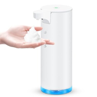 HOTBABY Automatic Hand Soap Dispenser Foaming Touchless Soap Dispenser Stainless Steel Free Touch Electric Soap Dispenser Rechargeable with Sensor for Bathroom Commercial White