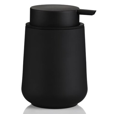 YAUKPH Matte Black Liquid Hand Soap Dispenser Plastic 11 oz Modern Minimalist Style for Bathroom Kitchen Countertop Refillable