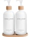 Brighter Barns White Glass Hand and Dish Soap Dispenser Set by Kitchen Soap Dispenser Set with Tray Glass Bottles for Kitchen Sink Housewarming Gift Countertop Decor Boho Home Decor White