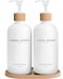 Brighter Barns White Glass Hand and Dish Soap Dispenser Set by Kitchen Soap Dispenser Set with Tray Glass Bottles for Kitchen Sink Housewarming Gift Countertop Decor Boho Home Decor White