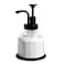 OCTMUSTARD 8 Oz Glass Soap Dispenser for Kitchen and Bathroom Countertop Smooth Action Pump Refillable Wash Hand Liquid Dish Detergent Farmhouse Style with Cylindrical Shape Shampoo Lotion Pump