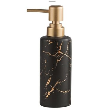 ohihuw Gold Soap Dispenser for Bathroom or Kitchen Skinny Ceramic Lotion Bottle with Marble Pattern RustFree PumpBlack