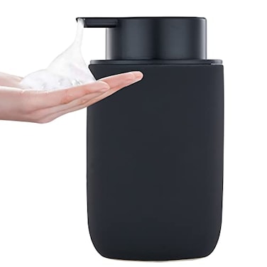 BSDISP Black Foaming Hand Soap Dispenser Bathroom Lotion Hand Pump Dispenser Matte Black Foam Soap Dispenser Ceramic Dish Liquid Dispenser for Hand Wash Dispenser Rubber Paint