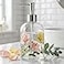 Topadorn 17oz Floral Butterfly Glass Soap Dispenser with Plastic Pump for Kitchen and Bathroom Refillable Liquid Clear Bottle for Dish Soap Hand Soap