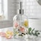 Topadorn 17oz Floral Butterfly Glass Soap Dispenser with Plastic Pump for Kitchen and Bathroom Refillable Liquid Clear Bottle for Dish Soap Hand Soap