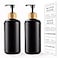 GUXACU Black Soap Dispenser Set 16oz Plastic Soap Dispenser with Bamboo Pump Hand and Dish for Kitchen Refillable Soap Lotion Dispenser for Shampoo Conditioner Bathroom Kitchen Farmhouse