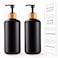 GUXACU Black Soap Dispenser Set 16oz Plastic Soap Dispenser with Bamboo Pump Hand and Dish for Kitchen Refillable Soap Lotion Dispenser for Shampoo Conditioner Bathroom Kitchen Farmhouse
