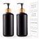 GUXACU Black Soap Dispenser Set 16oz Plastic Soap Dispenser with Bamboo Pump Hand and Dish for Kitchen Refillable Soap Lotion Dispenser for Shampoo Conditioner Bathroom Kitchen Farmhouse