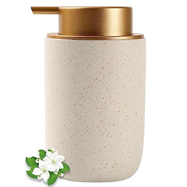 JiatuA Hand Soap Dispenser for Bathroom Decro Ceramic Liquid Pump Bottles Refillable Dish Dispenser for Kitchen Farmhouse Colleage Dorm Matte Beige