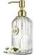 JASAI 18Oz Glass Soap Dispenser with Golden Pump for KitchenRefillable Liquid Hand soap Dispenser with Vertical Stripe Clear Soap Dispenser Bathroom for Hand soap Dish Soap Lotion