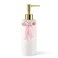NEWHENGS Handmade Ceramic Bow Soap Pump Dispenser Hand Lotion Liquid Dispenser Refillable for Kitchen and Bathroom Decorative Ribbon Pink