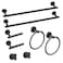 Cilee 8 Piece Matte Black Bathroom Hardware Set 24inch Bathroom Towel barTowel RingToilet Paper Holder Robe Towel Hook SUS304 Stainless Steel Bathroom Accessory Set