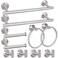 RUBY.Q 10pcs Bathroom Hardware Set Brushed Nickel Bathroom Hardware Set Including 16 Hand Towel Bars Toilet Paper Holders Towel Rings Robe Towel Hooks