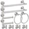 RUBY.Q 10pcs Bathroom Hardware Set Brushed Nickel Bathroom Hardware Set Including 16 Hand Towel Bars Toilet Paper Holders Towel Rings Robe Towel Hooks