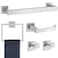 Delarkusi 5 Pieces Bathroom Hardware Accessories Set Brushed Nickel 16Inch Square Towel Racks Set for Bathroom SUS304 Stainless Steel Towel Bar Set Bath Accessories Sets Wall Mounted