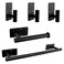 Vanloory 5 PCS Self Adhesive Bathroom Hardware Set Stainless Steel Towel Rack Set Include 16In Bath Towel BarToilet Paper Holder3 TowelRobe Hooks No Drill Bathroom Accessory KitMatte Black