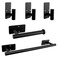 Vanloory 5 PCS Self Adhesive Bathroom Hardware Set Stainless Steel Towel Rack Set Include 16In Bath Towel BarToilet Paper Holder3 TowelRobe Hooks No Drill Bathroom Accessory KitMatte Black