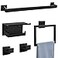 DUMDER Matte Black Towel Bar Set 5Piece Bathroom Hardware Accessories Set Includes 236 Inch Towel BarToilet Paper Holder with ShelfSquare Towel Ring and Coat Hooks Stainless Steel WallMounted