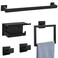 DUMDER Matte Black Towel Bar Set 5Piece Bathroom Hardware Accessories Set Includes 236 Inch Towel BarToilet Paper Holder with ShelfSquare Towel Ring and Coat Hooks Stainless Steel WallMounted