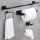 GERUIKE 4 Piece Bathroom Hardware Accessories SetMatt Black Stainless Steel Towel Bar Sets Wall Mounted Includes 16 Towel Bar Square Towel Ring Toilet Paper Holder Robe Towel Hook