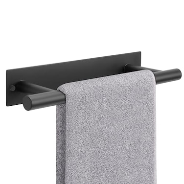 NearMoon Self Adhesive Hand Towel HolderTowel Ring Stainless Steel Hand Towel Bar Rustproof Stick on WallTowel Rack for BathroomKitchen Sticky and Wall Mounted 1 Matte Black