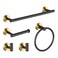 Hinmood 5 Pieces Bathroom Hardware Set Black Gold Towel Rack Including 2pcs 16 inch Tower Bar Towel Ring and 2 PCS Towel Hooks