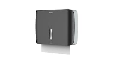 PLUSSEN Paper Towel Dispenser Wall Mount Commercial with Key Lock Compact Multifold Paper Towels Dispenser Wall Mount Folded Hand Towel Dispenser Holder for Bathroom Office Kitchen Black