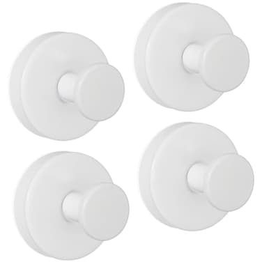 ZESLMG Suction Cup Hooks for Shower White Wreath Hangers for Front Door Glass Window Bathroom Kitchen Wall Removable Towel Holder Bath Robe Loofah Coat Hooks No Damage for Hanging 4 Pack