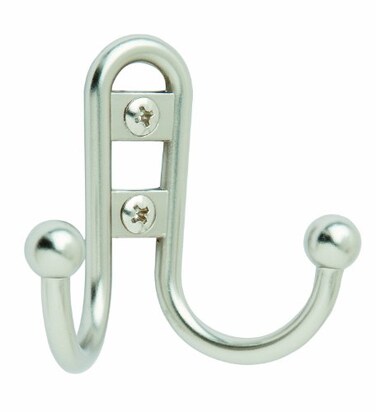 Amerock Double Prong Robe Hook Wall Mount Silver 1 Pack Robe Hook Towel Hook Entryway Hook Bathroom Hook
