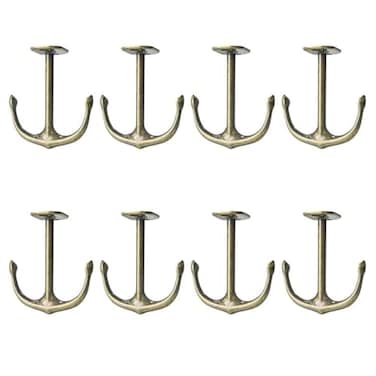 DEEKOUDT Anchor Two Prong Ceiling Hook for Closet Top Bathroom Kitchen Cabinet Garage Pack of 8 Bronze