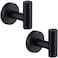 Angle Simple Matte Black Towel Hook 2 PCS SUS304 Stainless Steel Kitchen Bathroom Towel Holder Round Coat Robe Hanger for Wall