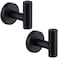 Angle Simple Matte Black Towel Hook 2 PCS SUS304 Stainless Steel Kitchen Bathroom Towel Holder Round Coat Robe Hanger for Wall