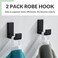 APLusee L Shape Bath Towel Hook 2 Pack 304 Stainless Steel Coat Holder Wall Mounted Storage Hanger for Bathroom Kitchen Matte Black
