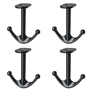 BAMI-LEE House BAMILEE House Zinc Alloy Double Prong Ceiling Hooks 4Pack Under Shelf Coat Hooks Hanging Towel Robe Clothes Cap Bathroom Kitchen Cabinet Garage Use Black