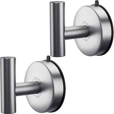 DGYB Large Suction Cup Hooks for Shower Set of 2 Brushed Nickel Towel Hooks for Bathrooms 11 Lbs Wall Hook for Hanging Coat Robes Loofah