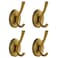 DMYMAT Antique Brass Towel Hooks Vintage Gold Bathroom Robe Hooks Wall Mounted 4 Pack Heavy Duty Wall Coat Hooks for Farmhouse Bedroom Kitchen
