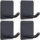 FOTYRIG Adhesive Towel Hooks No Drill Wall Hooks Stick on Wall Hangers Shower Hooks for Inside Shower Bathrooms Kitchen Door Black 4 Packs