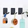 FOTYRIG Adhesive Towel Hooks No Drill Wall Hooks Stick on Wall Hangers Shower Hooks for Inside Shower Bathrooms Kitchen Door Black 4 Packs