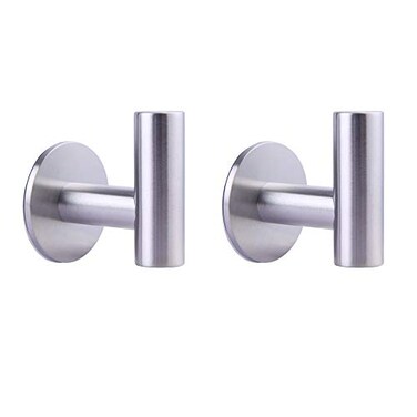 GERZWY Adhesive Hooks Heavy Duty Wall Hooks Waterproof Stainless Steel Coat Hooks Towel Robe Hook Rack Wall Mount 2Packs Brushed Finish DZY026LS