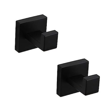 GERZWY Bathroom Matte Black Coat Hook SUS 304 Stainless Steel Single TowelRobe Clothes Hook for Bath Modern Style Wall Mounted 2 Pack FG16072BK