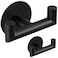 GWAAZXGZ 2 Pack Black Bathroom Hooks for Towels Self Adhesive Double Hooks for Wall No Drilling Matte Finish Strong Hold for Robes Coats Shower Use