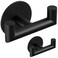 GWAAZXGZ 2 Pack Black Bathroom Hooks for Towels Self Adhesive Double Hooks for Wall No Drilling Matte Finish Strong Hold for Robes Coats Shower Use