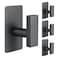 JAAWAN 4Pack Matte Black Adhesive Towel Hooks Stainless Steel Adhesive Wall Hooks for Bathroom Kitchen Hanging Towels Coats Robes Clothes Hats