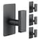 JAAWAN 4Pack Matte Black Adhesive Towel Hooks Stainless Steel Adhesive Wall Hooks for Bathroom Kitchen Hanging Towels Coats Robes Clothes Hats