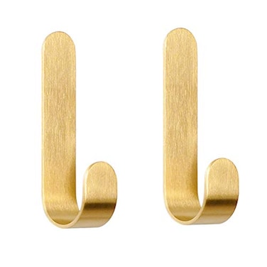 kaileyouxiangongsi Bathroom Towel Hook Shower Kitchen Wall Hanging Hooks No DrillBrass Adhesive Hooks 2Pack