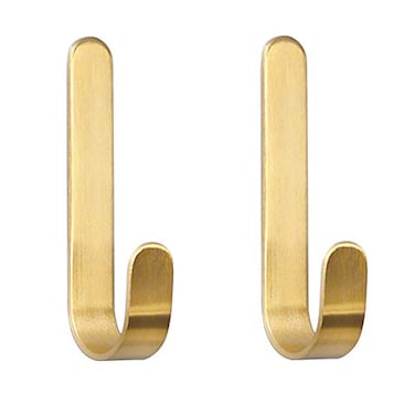 kaileyouxiangongsi Brass Bath Towel Hook Brushed Gold Coat Robe Clothes Hook for Bathroom Kitchen Garage Wall Mounted Pack of 2 No Screw Need