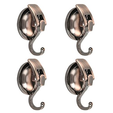 Khdrvok Wreath Cup Hook BronzePlated Polished ABS Plastic with TPU Rubber Super Suction for Shower Glass Window Kitchen Bathroom Restroom Organization 4 Pack
