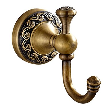 Leyden Antique Brass Towel Hook Bathroom Robe Hooks Wall Mounted Retro Single Door Coat Clothes Hanger